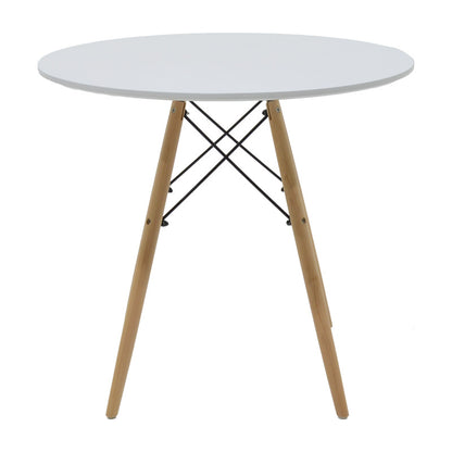 Τραπεζαρία Julita Σετ 5 Τεμ MDF και Ξύλο Οξιάς σε Λευκή-Φυσική Απόχρωση Φ80x73