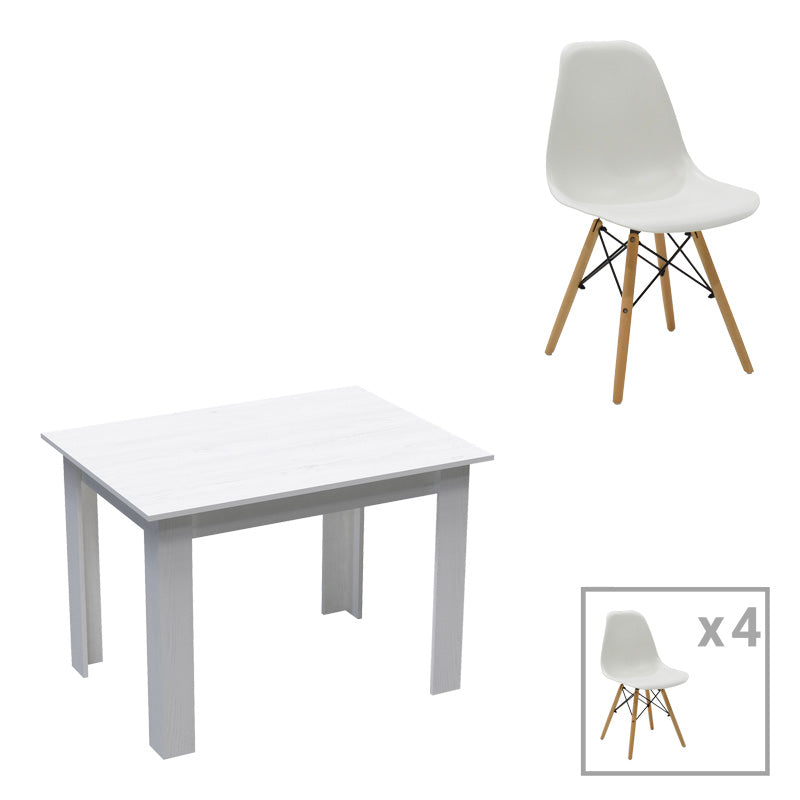 Τραπεζαρία Manka-Julita Σετ 5 Τεμ σε Λευκή Απόχρωση 110x80x77