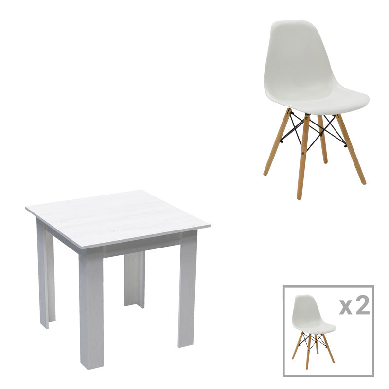 Τραπεζαρία Manka-Julita Σετ 3 Τεμ σε Λευκή Απόχρωση 80x80x77