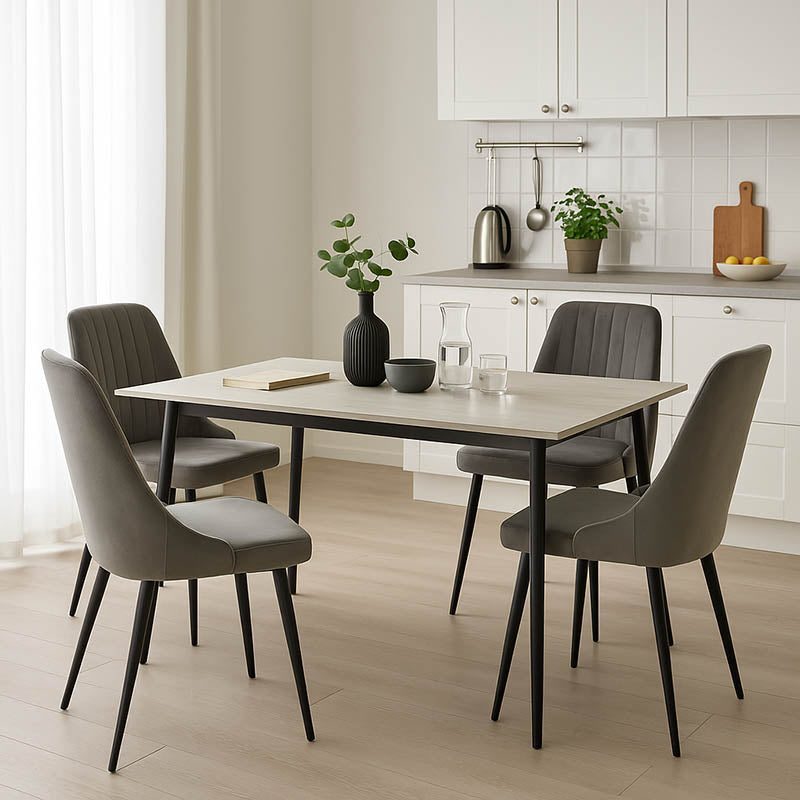 Τραπεζαρία Azori-Gustas Σετ 5 Τεμ Sintered Stone-Μαύρο-Ανθρακί 120x60x75