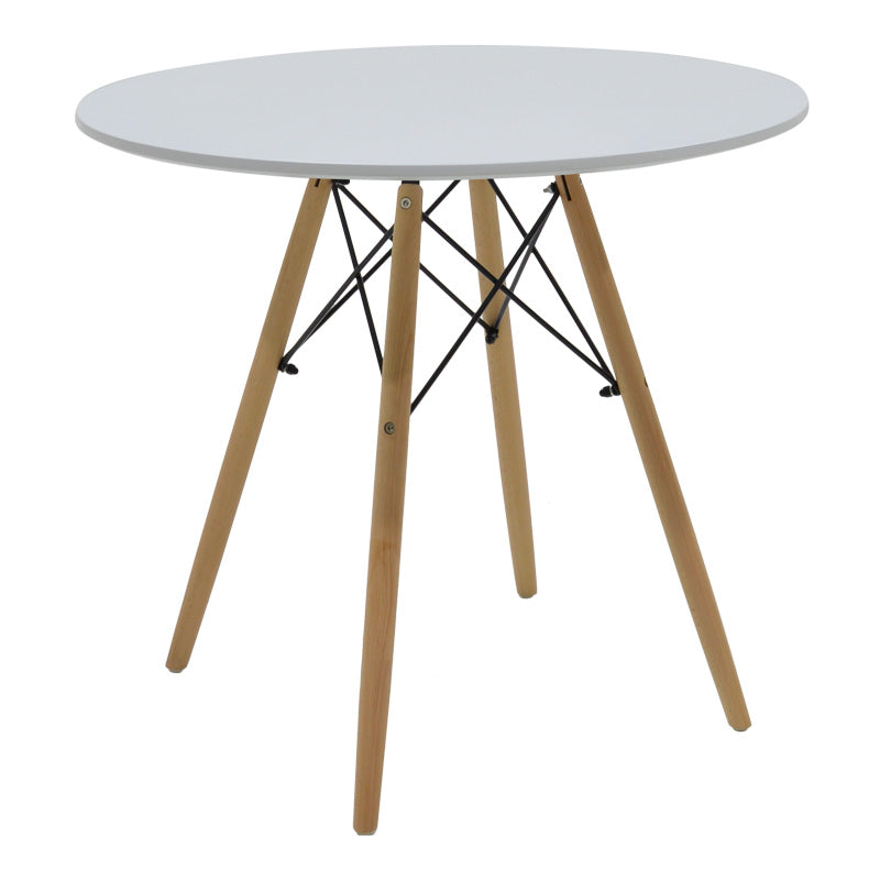 Τραπεζαρία Julita-Noor Σετ 5 Τεμ MDF Λευκό-Μπεζ Ύφασμα Φ80x73