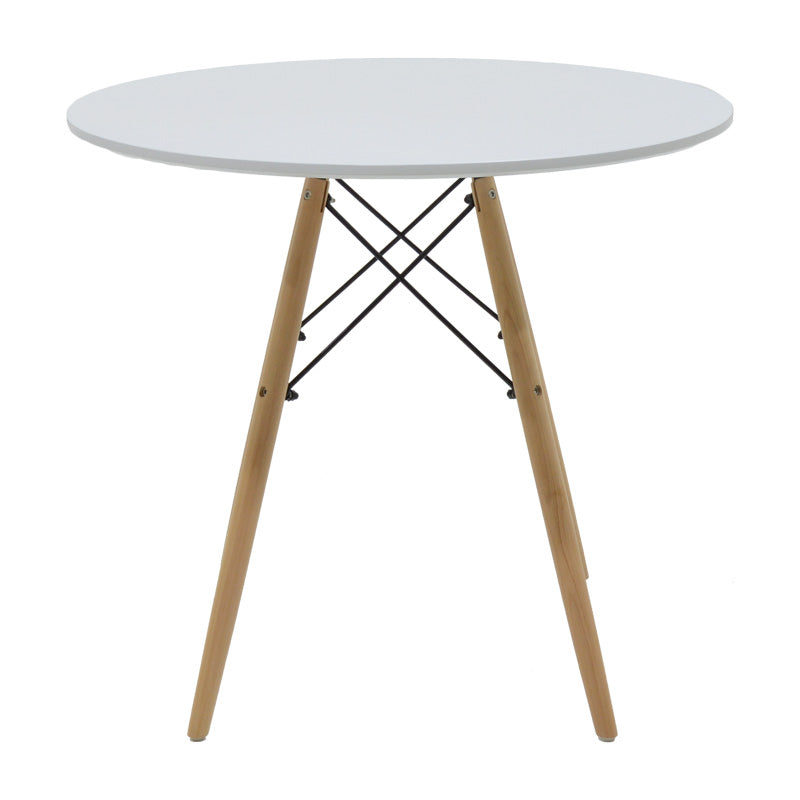 Τραπεζαρία Julita-Noor Σετ 5 Τεμ MDF Λευκό-Μπεζ Ύφασμα Φ80x73