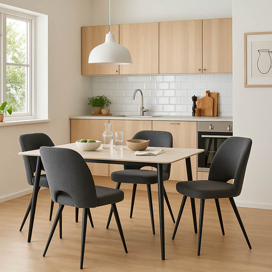 Τραπεζαρία Gustas-Renish Σετ 5 Τμχ Λευκό Μαρμάρου Sintered Stone-Μπουκλέ Γκρι 120x60x75