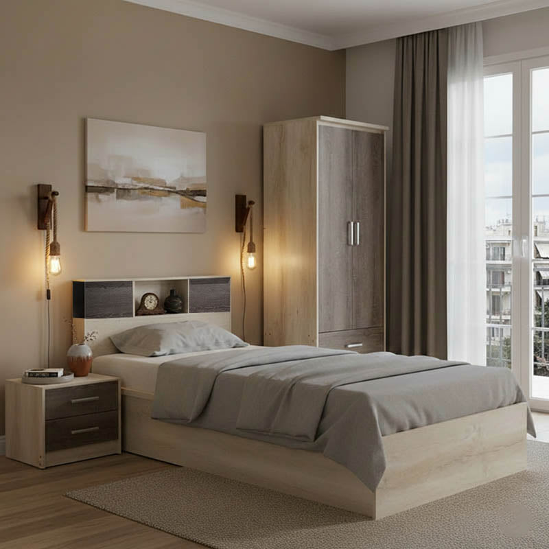 Σετ Κρεβατοκάμαρας Olympus Castillo Toro με Κρεβάτι 120x200εκ Σετ 3 Τεμ.