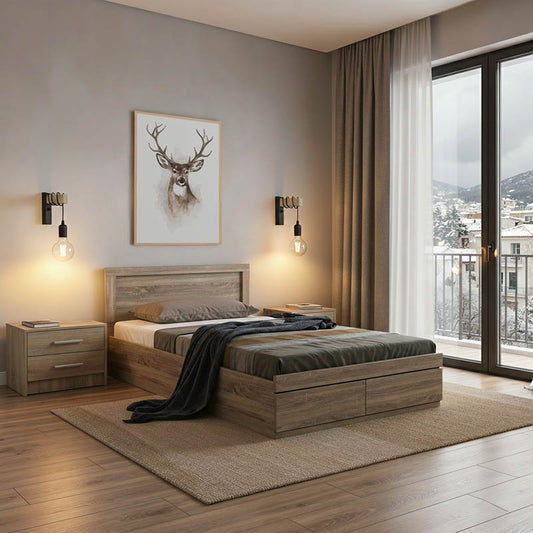 Σετ Κρεβατοκάμαρας Olympus Sonoma με Κρεβάτι 100x200εκ Σετ 2 Τεμ.