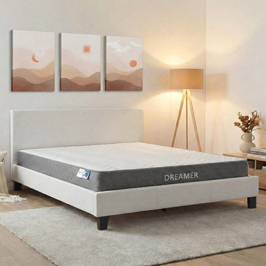 Κρεβάτι με Στρώμα Nevil-Dreamer PU Λευκό 150x200εκ
