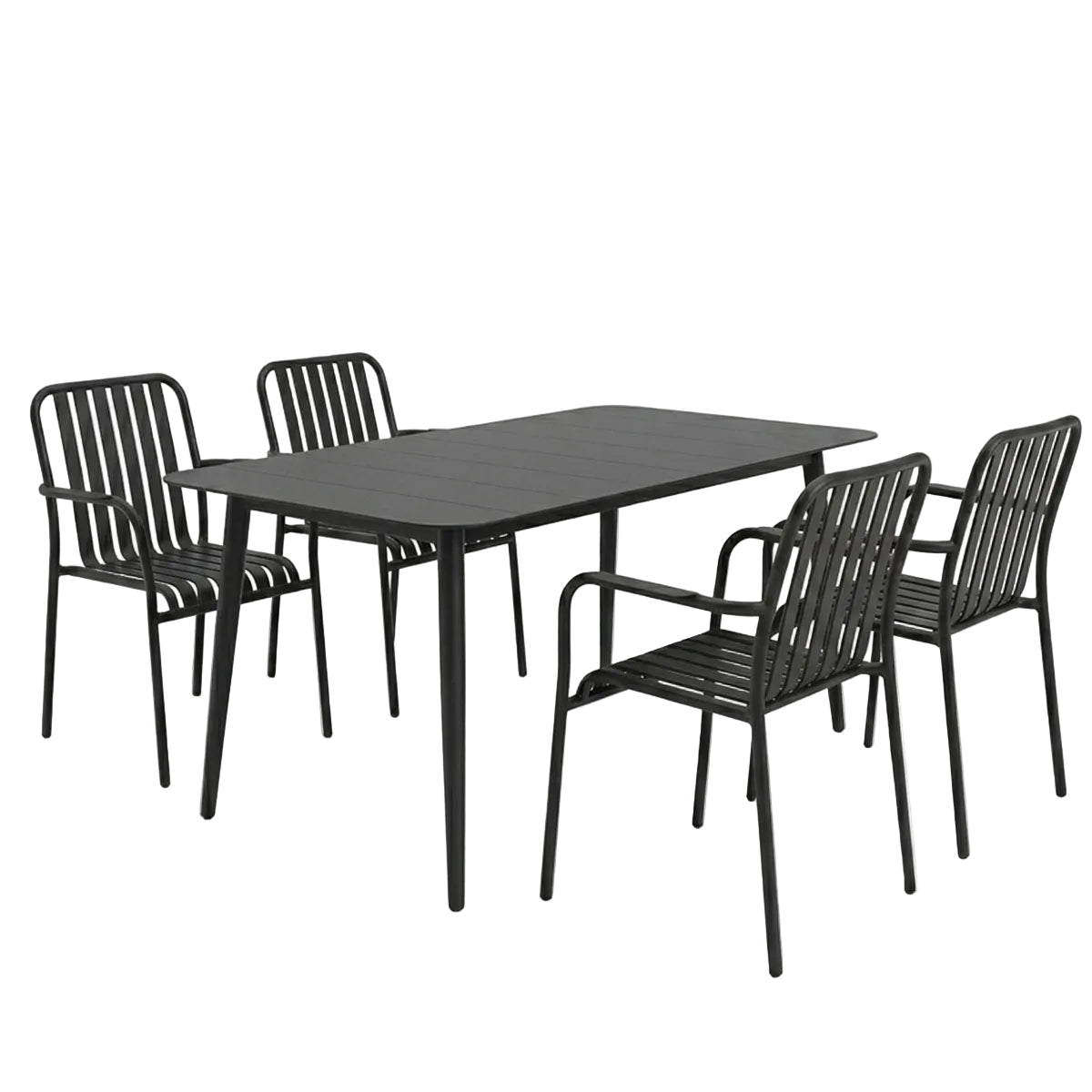 Τραπεζαρία Heven-Vista Σετ 5 Τεμ Μαύρο Αλουμίνιο 120x70x72