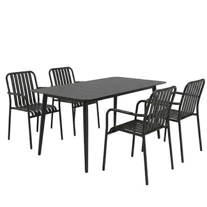 Τραπεζαρία Heven-Vista Σετ 5 Τεμ Μαύρο Αλουμίνιο 120x70x72