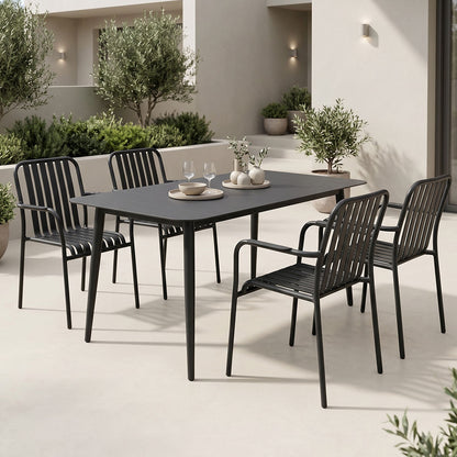 Τραπεζαρία Heven-Vista Σετ 5 Τεμ Μαύρο Αλουμίνιο 120x70x72