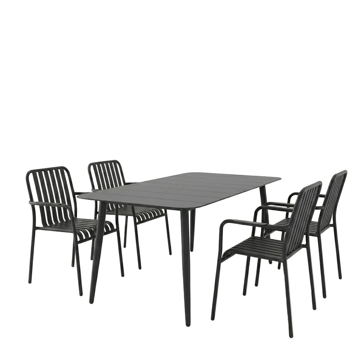 Τραπεζαρία Heven-Vista Σετ 5 Τεμ Μαύρο Αλουμίνιο 150x80x72