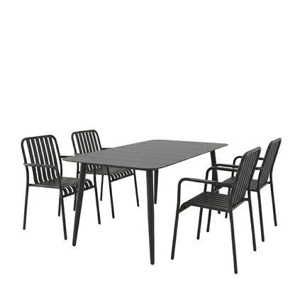 Τραπεζαρία Heven-Vista Σετ 5 Τεμ Μαύρο Αλουμίνιο 150x80x72