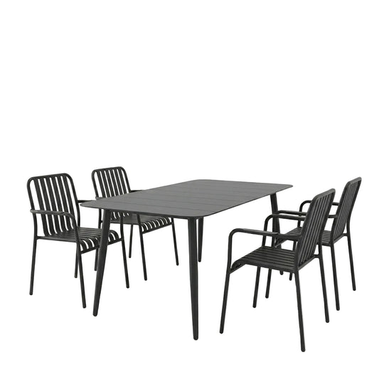 Τραπεζαρία Heven-Vista Σετ 5 Τεμ Μαύρο Αλουμίνιο 150x80x72