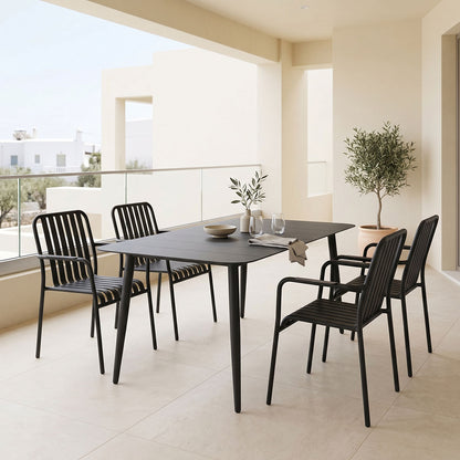 Τραπεζαρία Heven-Vista Σετ 5 Τεμ Μαύρο Αλουμίνιο 150x80x72