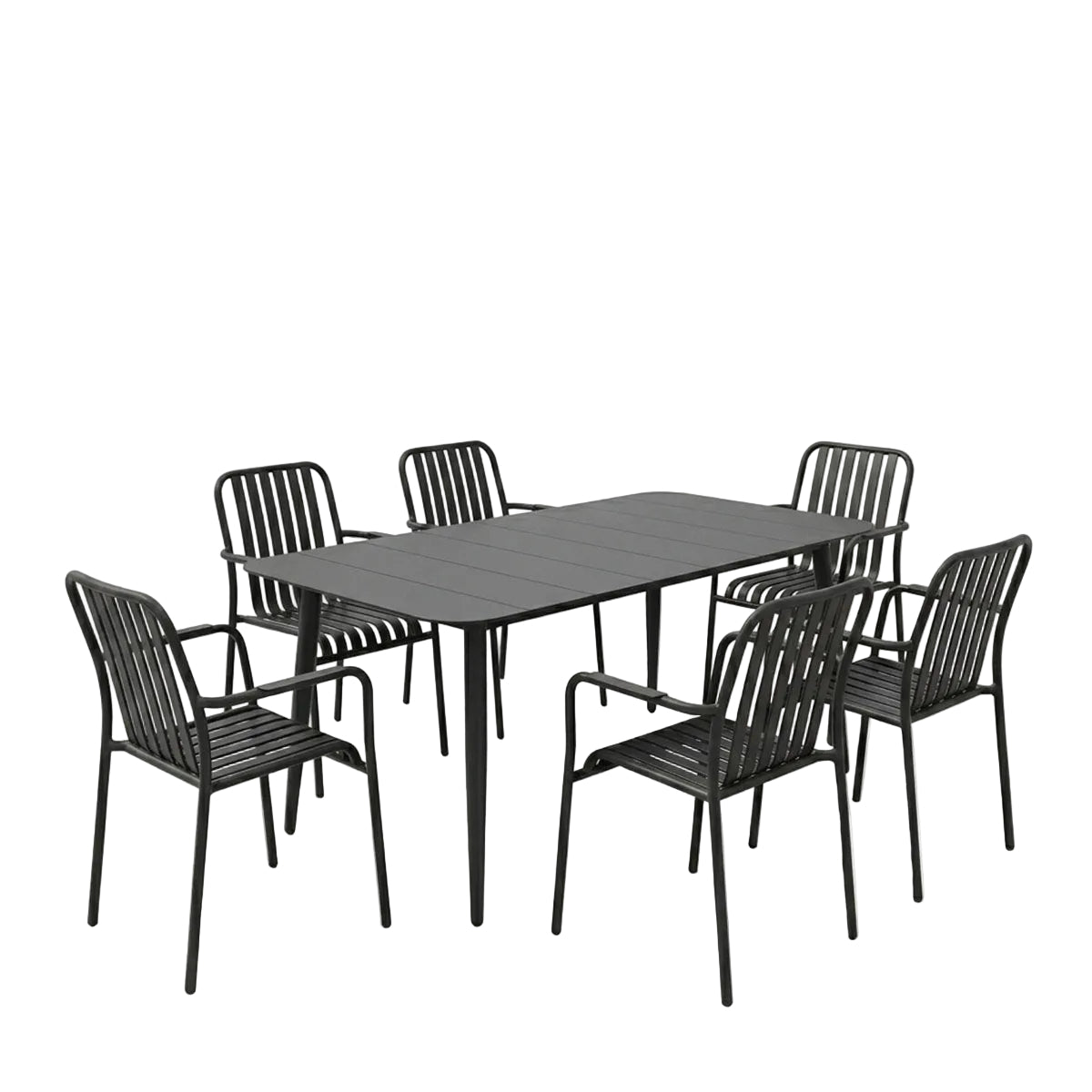 Τραπεζαρία Heven-Vista Σετ 7 Τεμ Μαύρο Αλουμίνιο 150x80x72