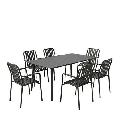 Τραπεζαρία Heven-Vista Σετ 7 Τεμ Μαύρο Αλουμίνιο 150x80x72