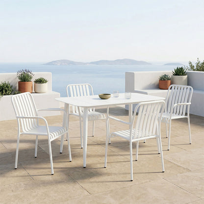 Τραπεζαρία Heven-Vista Σετ 5 Τεμ Λευκό Αλουμίνιο 120x70x72