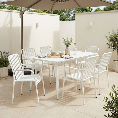 Τραπεζαρία Heven-Vista Σετ 7 Τεμ Λευκό Αλουμίνιο 150x80x72