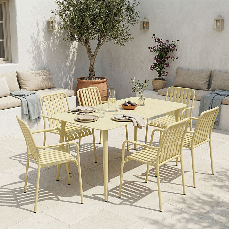 Τραπεζαρία Heven-Vista Σετ 7 Τεμ Σαμπανί Αλουμίνιο 120x70x72