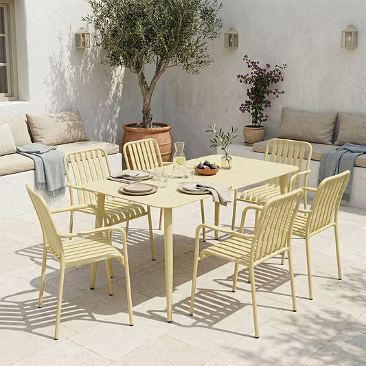 Τραπεζαρία Heven-Vista Σετ 7 Τεμ Σαμπανί Αλουμίνιο 120x70x72