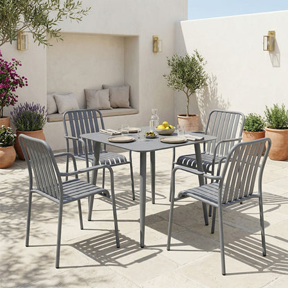 Τραπεζαρία Heven-Vista Σετ 5 Τεμ Ανθρακί Αλουμίνιο 80x80x72