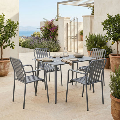 Τραπεζαρία Heven-Vista Σετ 5 Τεμ Ανθρακί Αλουμίνιο 120x70x72
