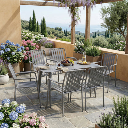 Τραπεζαρία Heven-Vista Σετ 7 Τεμ Ανθρακί Αλουμίνιο 120x70x72