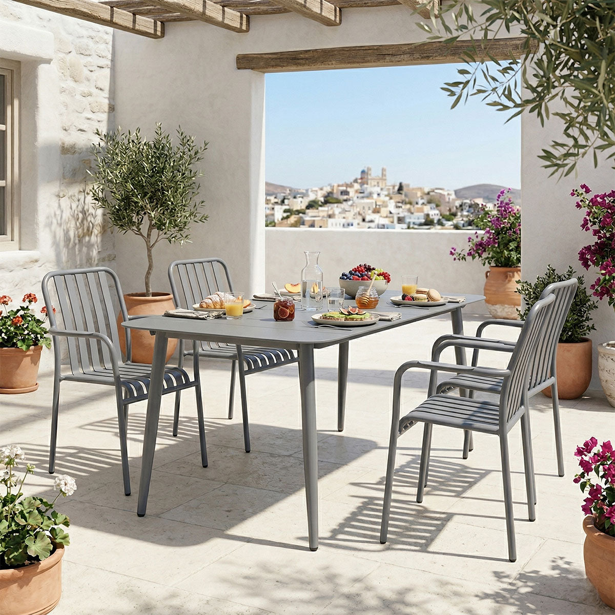 Τραπεζαρία Heven-Vista Σετ 5 Τεμ Ανθρακί Αλουμίνιο 150x80x72