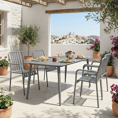 Τραπεζαρία Heven-Vista Σετ 5 Τεμ Ανθρακί Αλουμίνιο 150x80x72