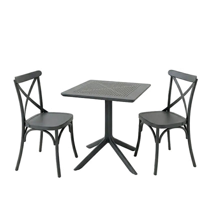 Τραπεζαρία Groovy-Crossie Σετ 3 Τεμ Ανθρακί PP 60x60x76