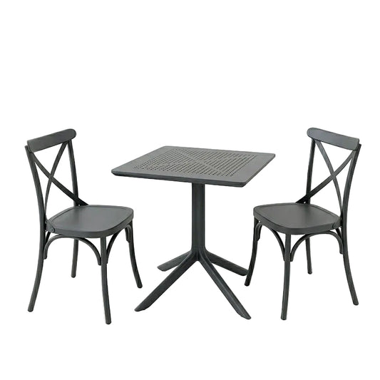 Τραπεζαρία Groovy-Crossie Σετ 3 Τεμ Ανθρακί PP 60x60x76
