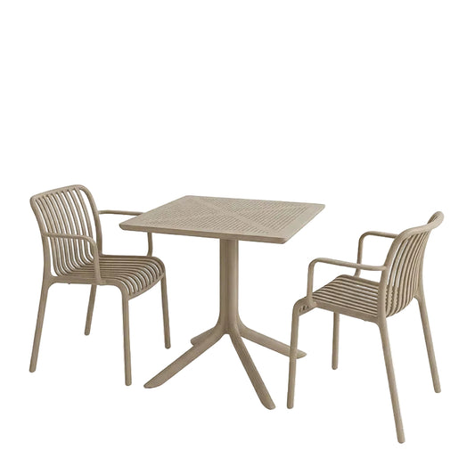 Τραπεζαρία Groovy-Zoi Σετ 3 Τεμ Cappuccino PP 60x60x76