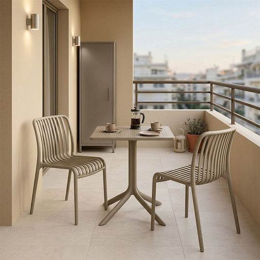 Τραπεζαρία Groovy Zoi Σετ 3 Τεμ Cappuccino PP 60x60x76