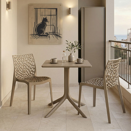 Τραπεζαρία Groovy-Hush Σετ 3 Τεμ Cappuccino PP 60x60x76