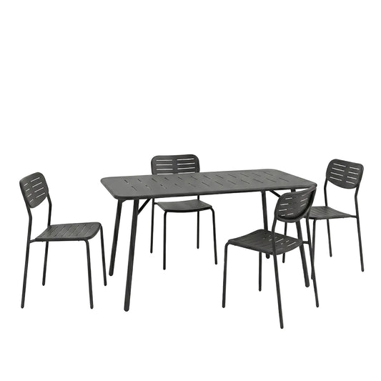 Τραπεζαρία Moraja-Deraby Ι Σετ 5 Τεμ Μαύρο Μέταλλο 140x80x72