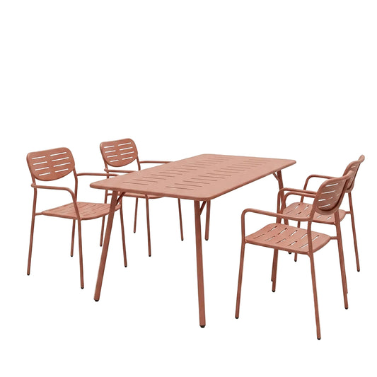 Τραπεζαρία Moraja-Deraby Σετ 5 Τεμ Terracotta Μέταλλο 140x80x72