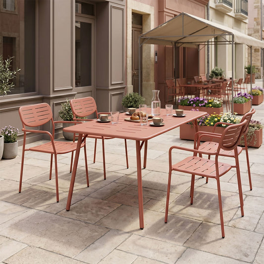 Τραπεζαρία Moraja-Deraby Σετ 5 Τεμ Terracotta Μέταλλο 140x80x72