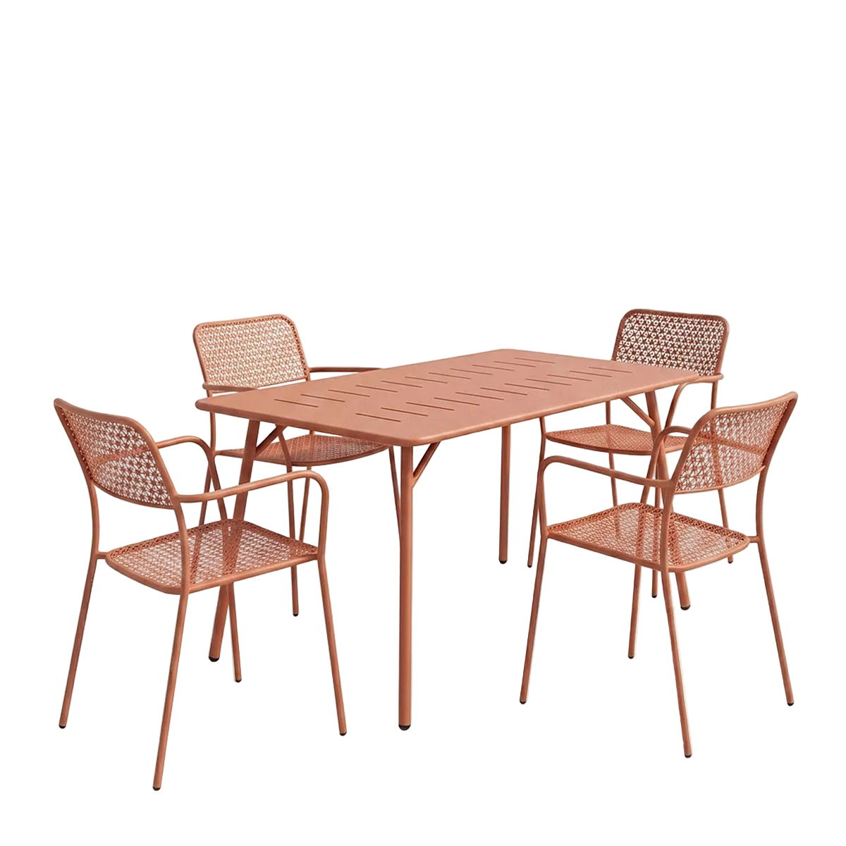 Τραπεζαρία Moraja-Federal Σετ 5 Τεμ Terracotta Μέταλλο 140x80x72