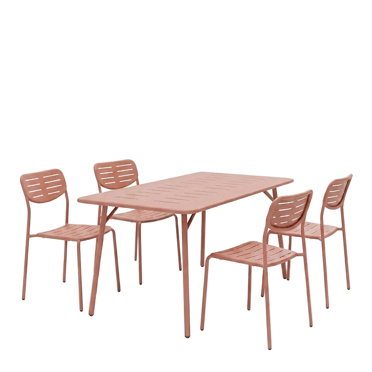 Τραπεζαρία Moraja-Deraby Ι Σετ 5 Τεμ Terracotta Μέταλλο 140x80x72