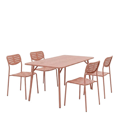 Τραπεζαρία Moraja-Deraby Ι Σετ 5 Τεμ Terracotta Μέταλλο 140x80x72