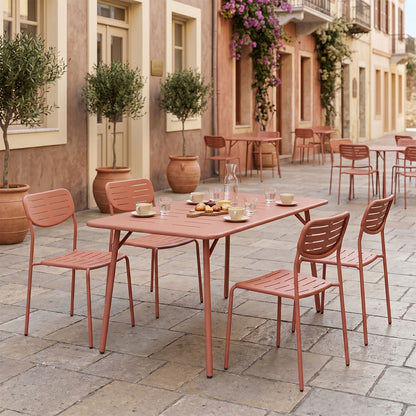 Τραπεζαρία Moraja-Deraby Ι Σετ 5 Τεμ Terracotta Μέταλλο 140x80x72