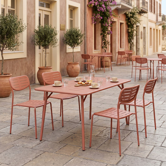 Τραπεζαρία Moraja-Deraby Ι Σετ 5 Τεμ Terracotta Μέταλλο 140x80x72