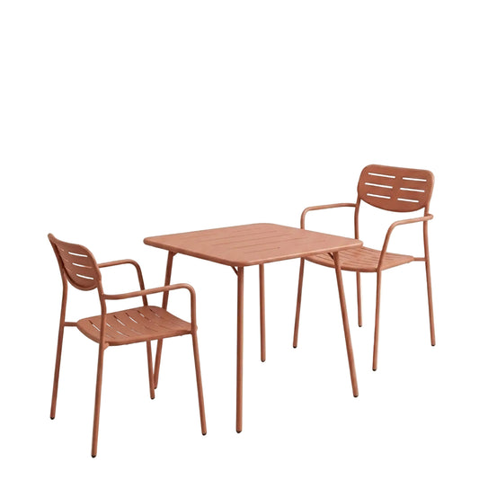 Τραπεζαρία Moraja-Deraby Σετ 3 Τεμ Terracotta Μέταλλο 70x70x73