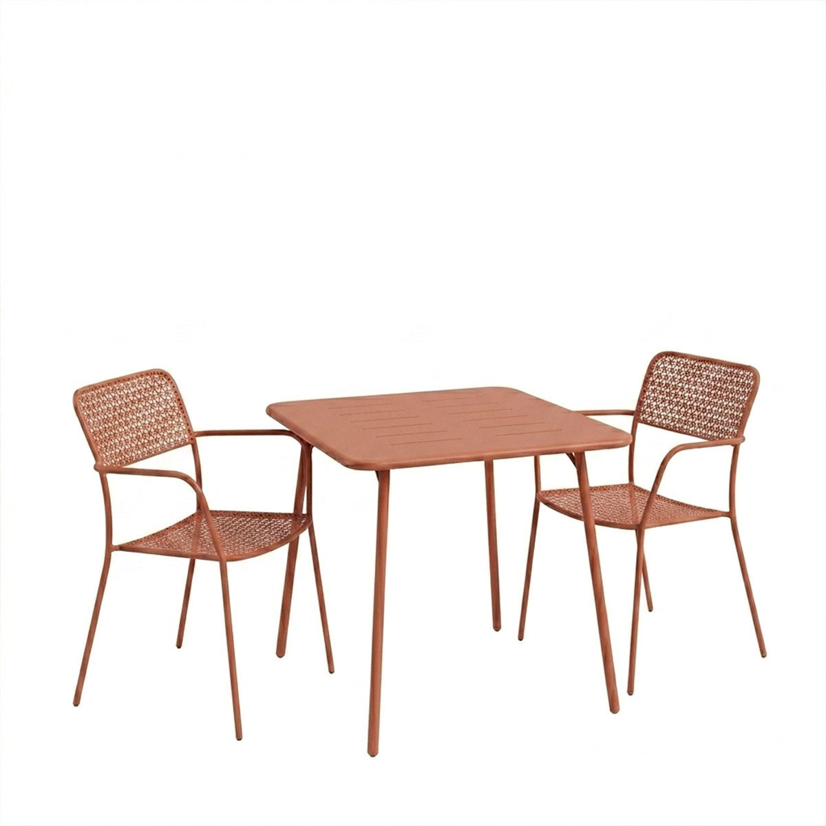 Τραπεζαρία Moraja-Federal Σετ 3 Τεμ Terracotta Μέταλλο 70x70x73
