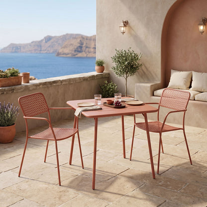 Τραπεζαρία Moraja-Federal Σετ 3 Τεμ Terracotta Μέταλλο 70x70x73