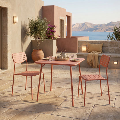 Τραπεζαρία Moraja-Deraby I Σετ 3 Τεμ Terracotta Μέταλλο 70x70x73