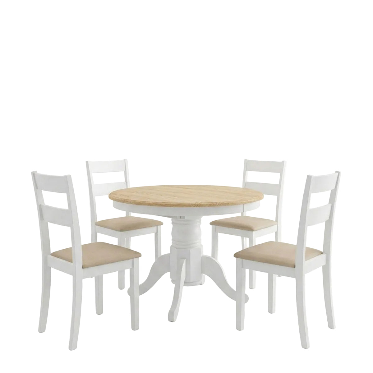 Τραπεζαρία Dallan-Lars 5 Τεμ Λευκό Rubberwood Φ100(+38)x100x75