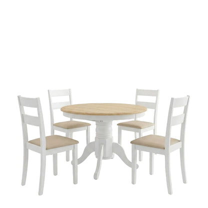 Τραπεζαρία Dallan-Lars 5 Τεμ Λευκό Rubberwood Φ100(+38)x100x75