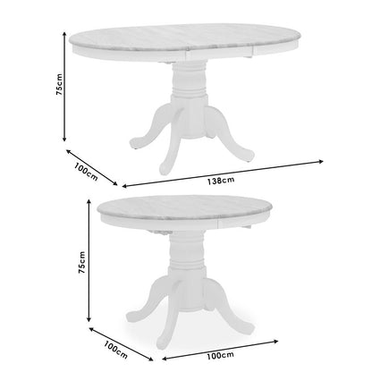 Τραπεζαρία Dallan-Lars 5 Τεμ Λευκό Rubberwood Φ100(+38)x100x75