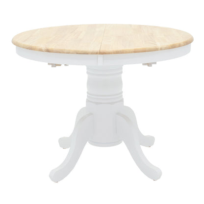 Τραπεζαρία Dallan-Lars 5 Τεμ Λευκό Rubberwood Φ100(+38)x100x75