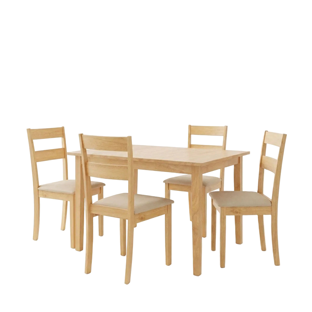 Τραπεζαρία Dallan-Country 5 Τεμ σε Φυσική Απόχρωση Rubberwood 120-150x80x74